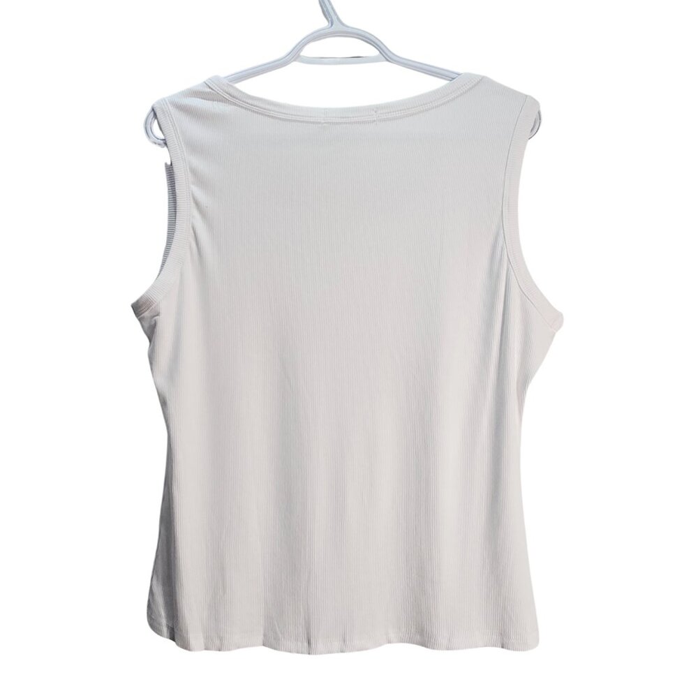 Title: NWT | Ryaiwi White Ribbed Tank Top | Scoop Neck | XXL - Picture 3 of 6